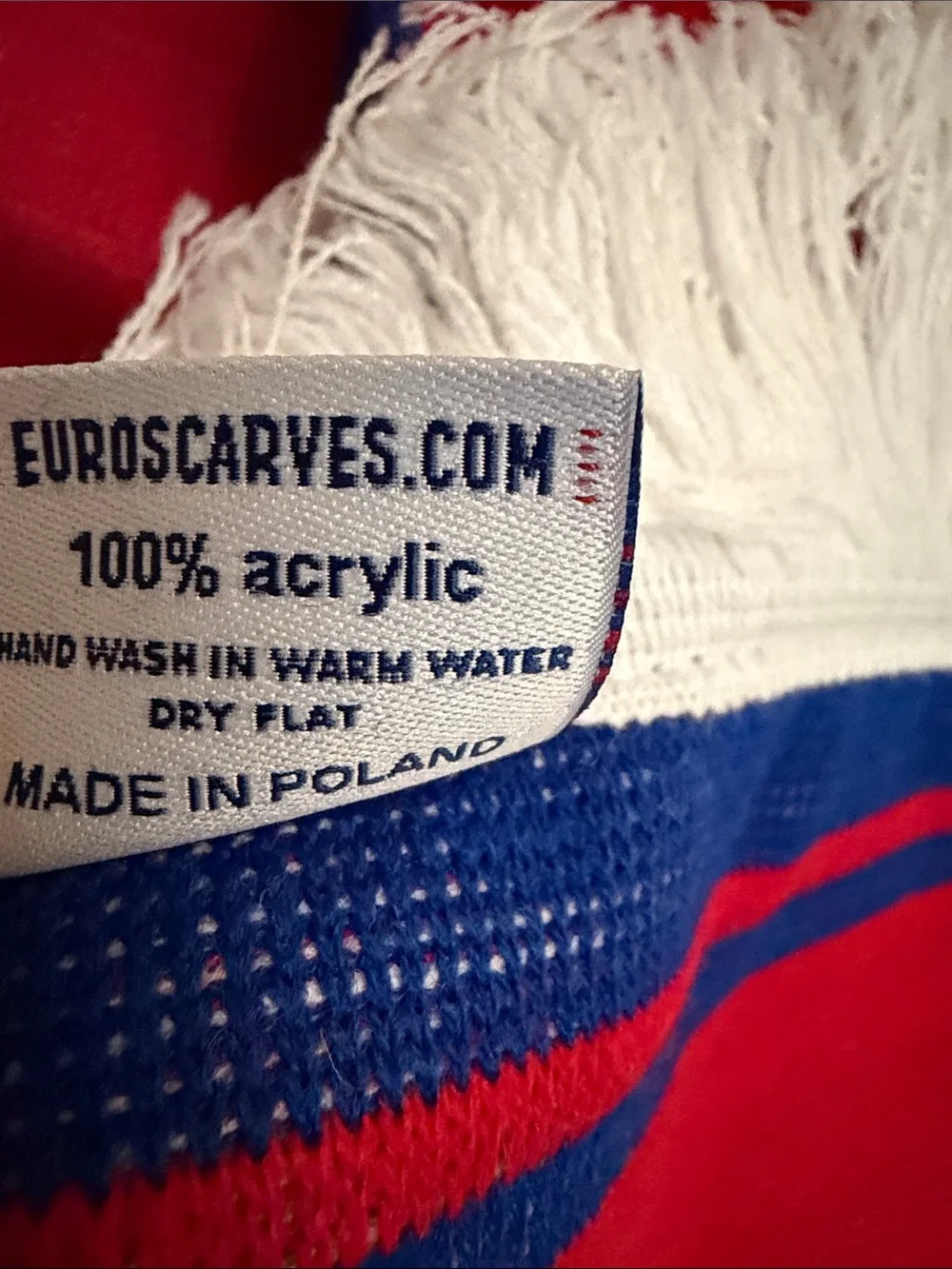 Chile National Soccer Team Knit Scarf Features National Flag w/Fringe Edges